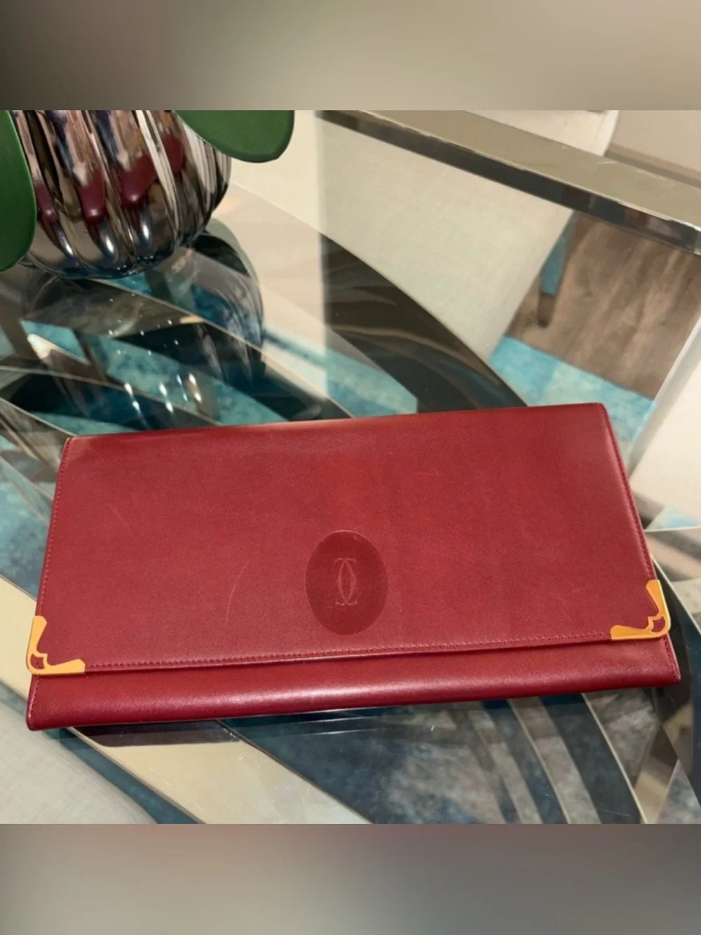 Vintage Cartier Must De Bordeaux Accordion Travel Organizer Clutch Wallet